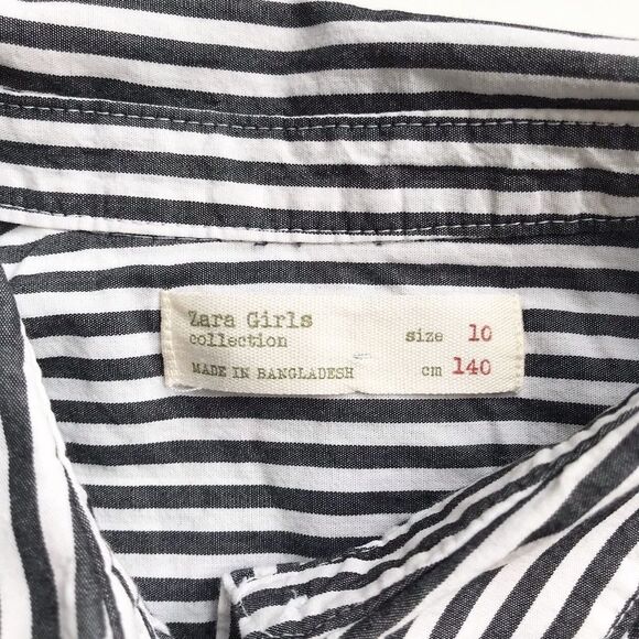 Zara gray/white stripe blouse  EUC 10Y - Picture 4 of 5
